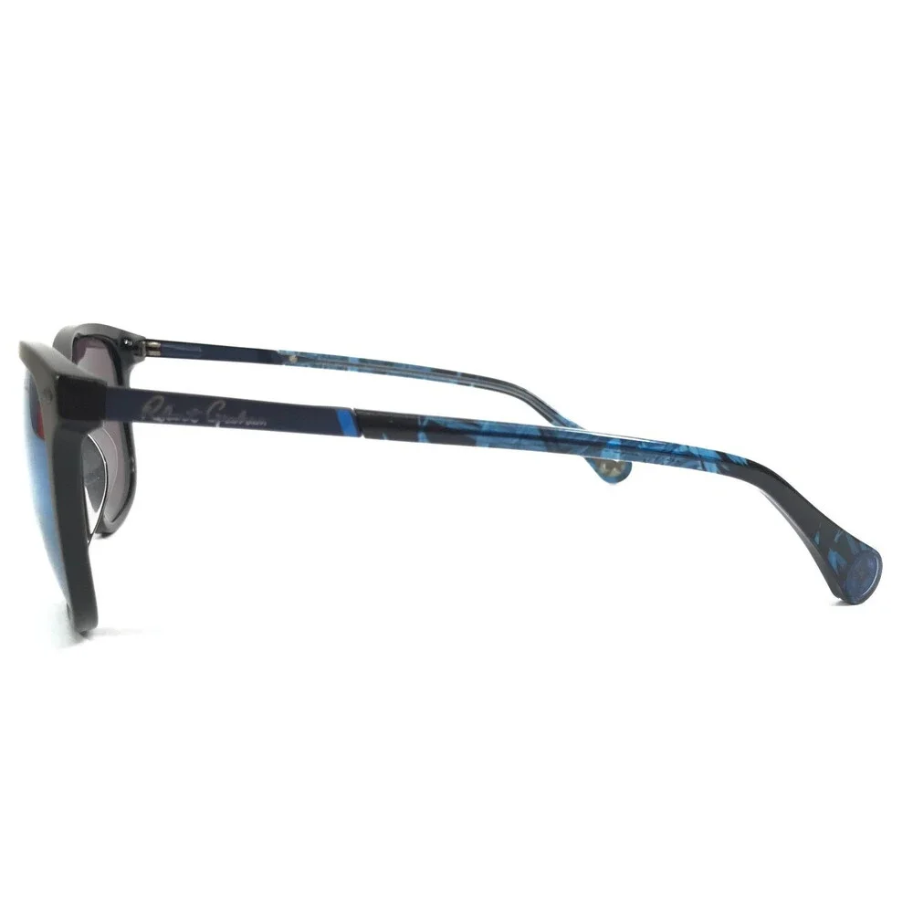 Robert Graham Sunglasses HERMAN BLK Black Blue Frames with Blue Mirrored Lenses